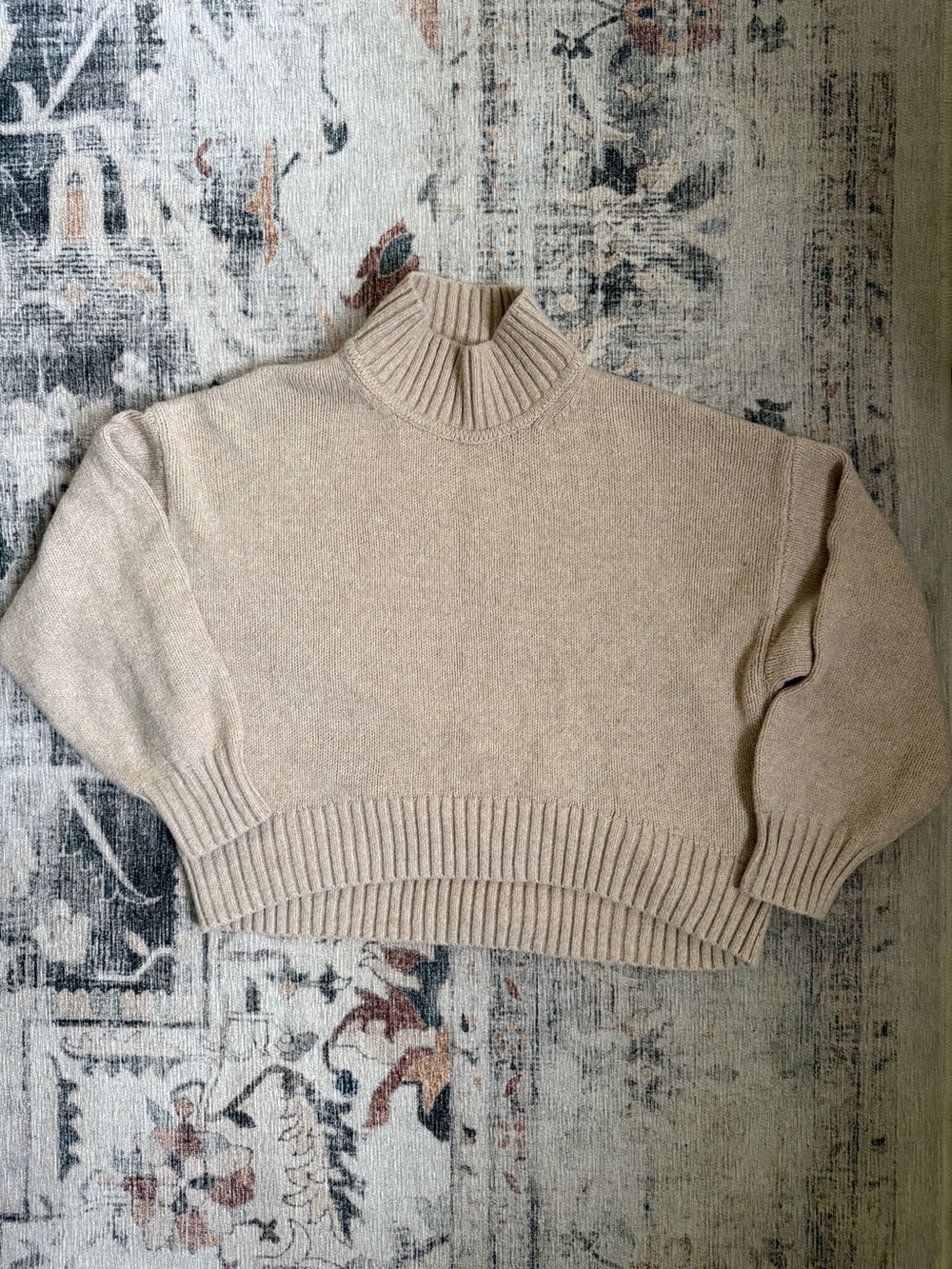 GAP Kids Oatmeal Mock Neck Cropped Sweater